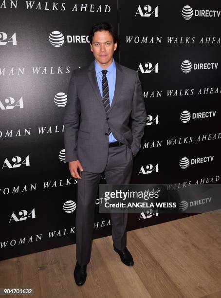 Actor Chaske Spencer attends the New York Special Screening of 'Woman Walks Ahead' at Whitby Hotel on June 26, 2018 in New York City.