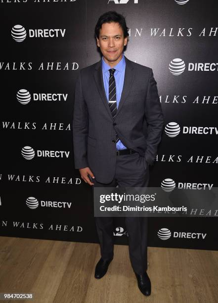 Chaske Spencer attends The "Woman Walks Ahead" New York Screening at the Whitby Hotel on June 26, 2018 in New York City.