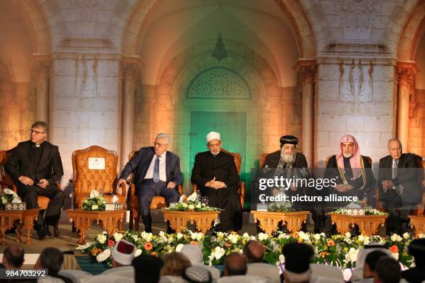 Secretary-General of the World Council of Churches, Olav Fykse Tveit , Palestinian President Mahmoud Abbas , Grand Imam of Al-Azhar, Ahmed el-Tayeb,...