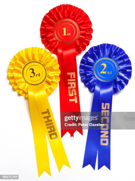 1st 2nd and 3rd winner rosette - tercer lugar fotografías e imágenes de stock