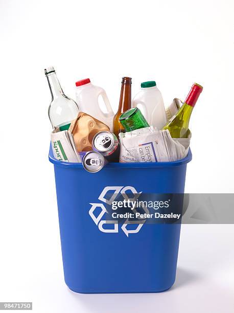 mixed recycling bin - mixed recycling bin stock pictures, royalty-free photos & images