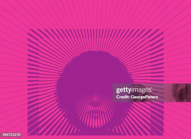 retro woman's face with vector sunbeams - face illusion stock illustrations