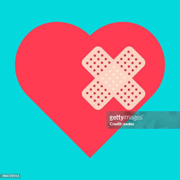 cardiac heart icon - bandage stock illustrations