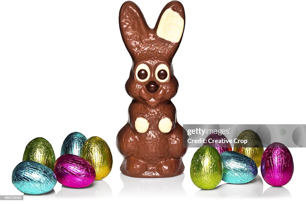 Chocolate Easter bunny and Easter egg