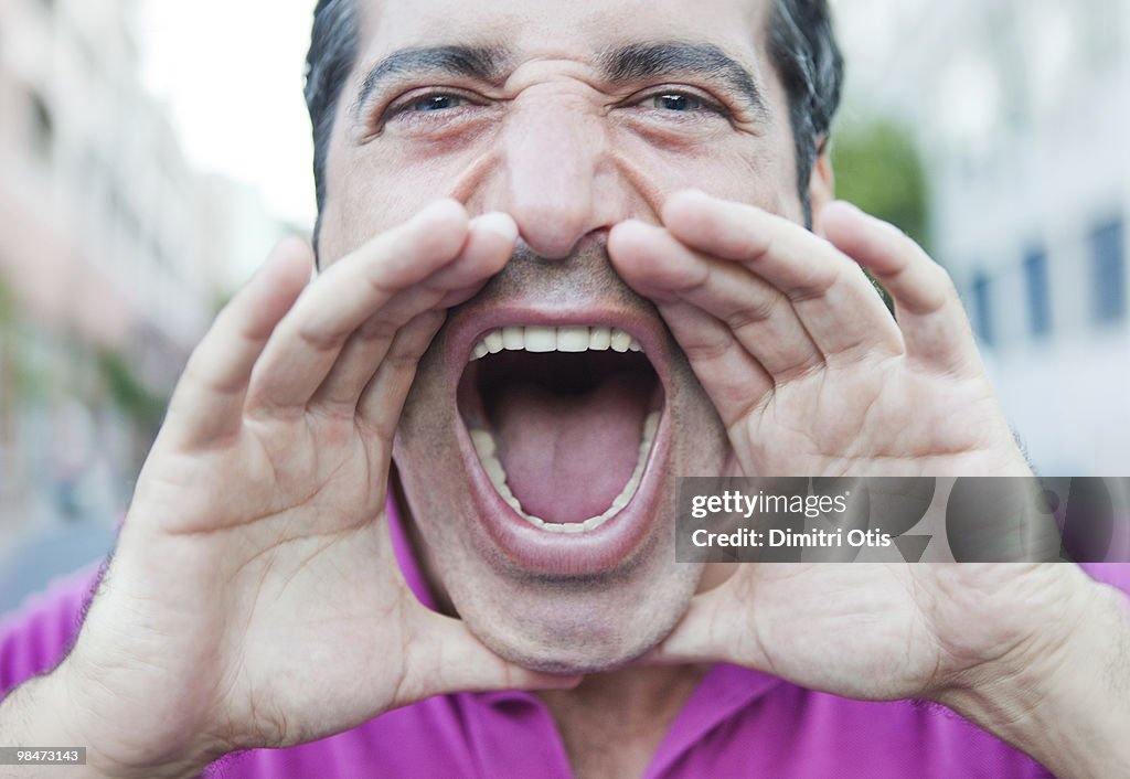 Portrait of man shouting