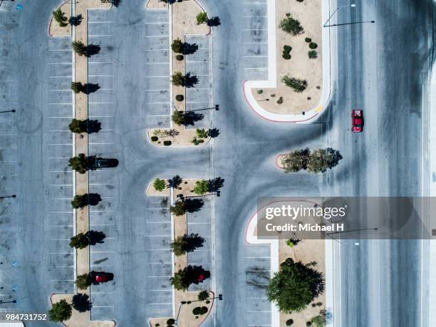 Aerial photograph of a resort parking lot.