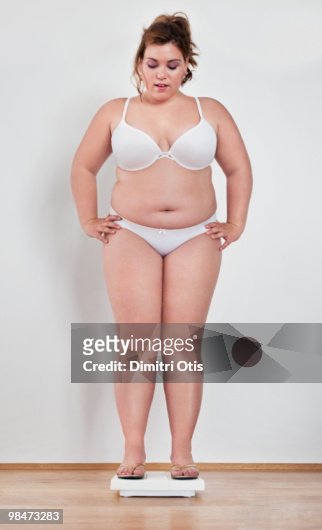 Young Plussize Woman On Scale High-Res Stock Photo - Getty Images