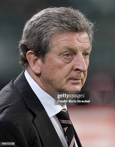 Roy Hodgson, head coach of Fulham attends the UEFA Europa League quarter final second leg match between VfL Wolfsburg and Fulham FC at Volkswagen...