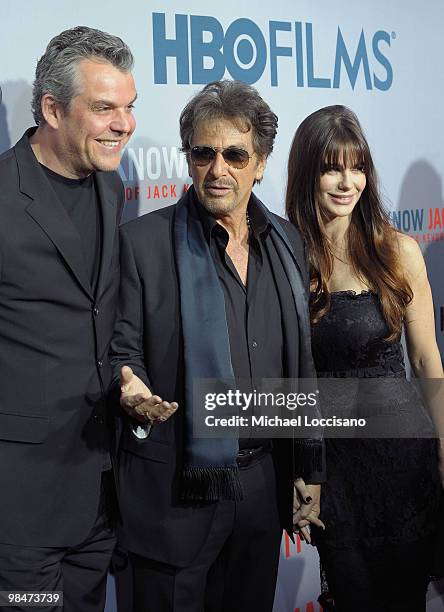 Actors Danny Huston and Al Pacino and girlfriend Lucila Sola attend the HBO Film's "You Don't Know Jack" premiere at Ziegfeld Theatre on April 14,...