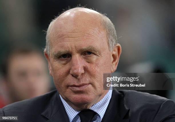 Dieter Hoeness , manager of Wolfsburg attends the UEFA Europa League quarter final second leg match between VfL Wolfsburg and Fulham FC at Volkswagen...