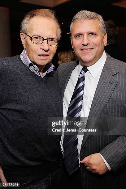 S Larry King and Chairman and CEO of Turner Broadcasting System Philip Kent attend CNN's Dr. Sanjay Gupta "Cheating Death" Book Party at Rogue Tomate...