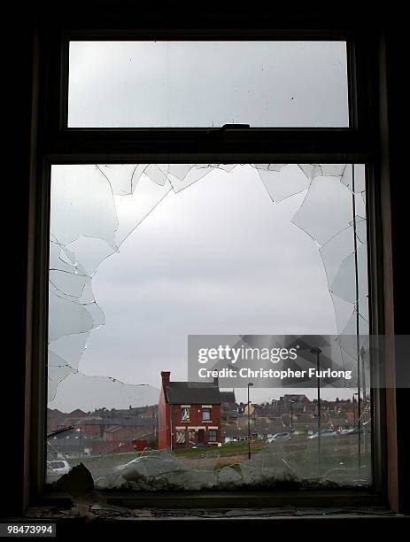 Derelict homes wait to be demolished or regenerated in Hanley on April 14, 2010 in Stoke-on-Trent, Staffordshire. Labour Party activists and local...