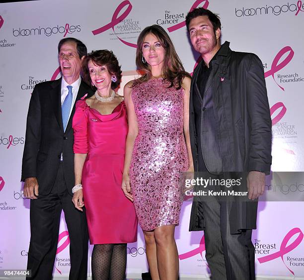 Chairman and CEO of Bloomingdales Michael Gould, Evelyn Lauder, Elizabeth Hurley and Dylan McDermott celebrate the 10th Anniversary of The Estee...