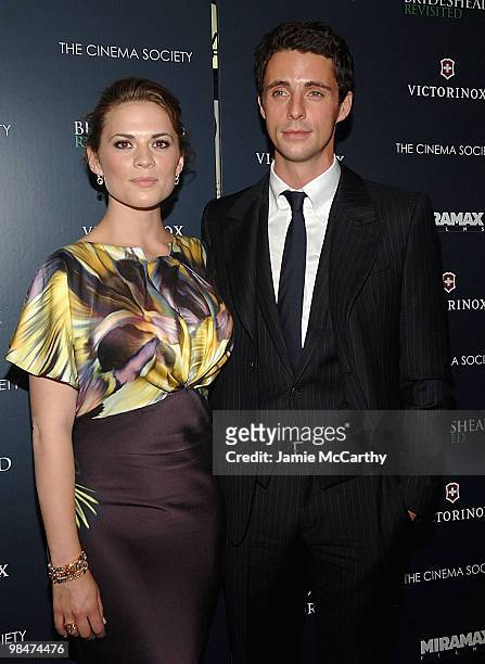 Hayley Atwell and Mathew Goode attend the Cinema Society and Victorinox Swiss Army screening of "Brideshead Revisited"at the AMC Loews 19th Street on...