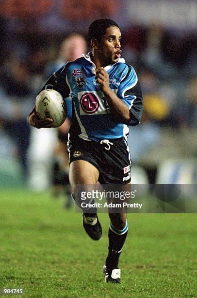 Preston Campbell for the Sharks in action during Round of the National Rugby League match played between the Sharks and Bulldogs at Toyota Park,...