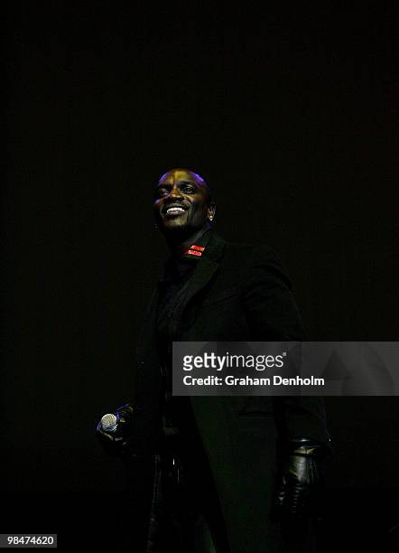Singer Akon performs on stage at Supafest at Acer Arena on April 15, 2010 in Sydney, Australia.
