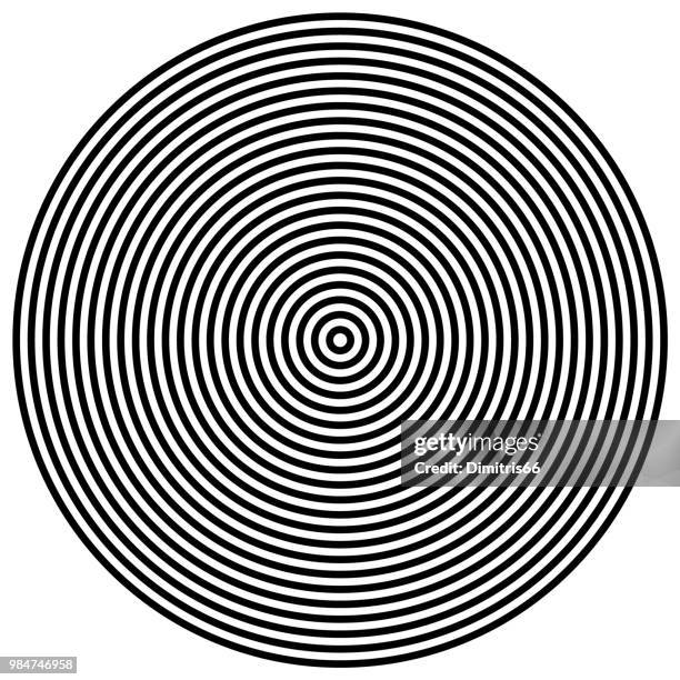 black and white concentric circle pattern. - radial symmetry stock illustrations