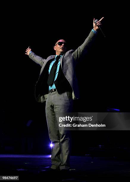 Pitbull performs on stage at Supafest at Acer Arena on April 15, 2010 in Sydney, Australia.