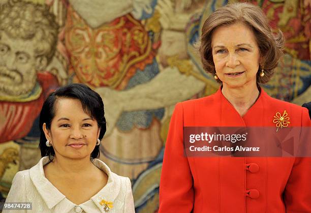 Philippines President Gloria Macapagal Arroyo and Queen Sofia of Spain attend "Don Quijote de la Mancha" International award at the Zarzuela Palace...