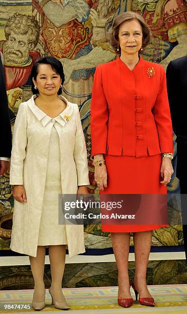 Philippines President Gloria Macapagal Arroyo and Queen Sofia of Spain attend "Don Quijote de la Mancha" International award at the Zarzuela Palace...