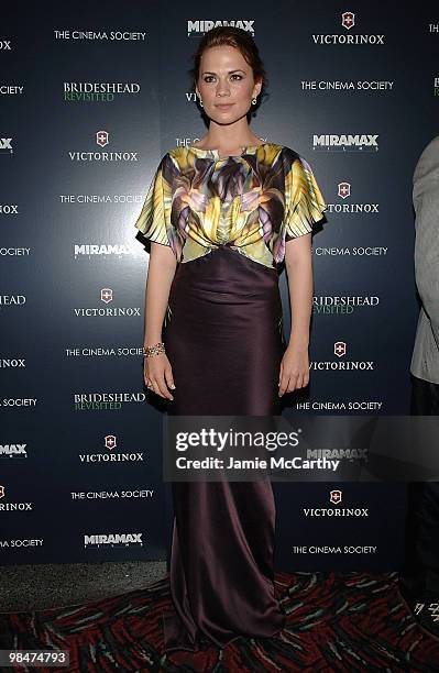 Hayley Atwell attends the Cinema Society and Victorinox Swiss Army screening of "Brideshead Revisited"at the AMC Loews 19th Street on July 22, 2008...