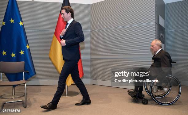 President of the Bundestag, Wolfgang Schaeuble , meets with Austrian Chancellor Sebastian Kurz at the German Bundestag in Berlin, Germany, 17 January...