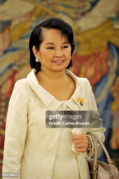 Philippines President Gloria Macapagal Arroyo at the Zarzuela Palace on April 15, 2010 in Madrid, Spain.