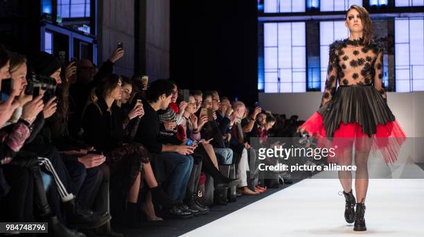 Model presenting a creation by designer Irene Luft in the ewerk during the Mercedes-Benz Fashion Week in Berlin, Germany, 17 January 2018. The...