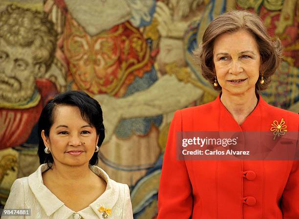 Philippines President Gloria Macapagal Arroyo and Queen Sofia of Spain attend "Don Quijote de la Mancha" International award at the Zarzuela Palace...