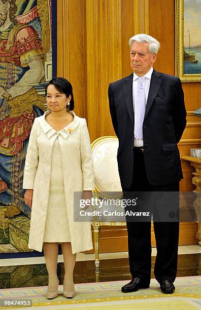 Philippines President Gloria Macapagal Arroyo and Peruvian writer Mario Vargas Llosa attend "Don Quijote de la Mancha" International award at the...