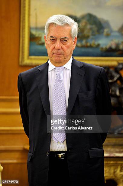 Peruvian writer Mario Vargas Llosa attends "Don Quijote de la Mancha" International award at the Zarzuela Palace on April 15, 2010 in Madrid, Spain.