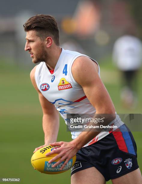 Marcus Bontempelli of the Bulldogs in action during a training session at Whitten Oval on June 27, 2018 in Melbourne, Australia.