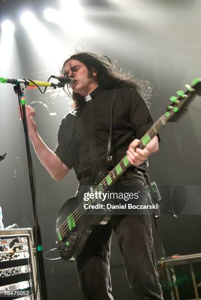 Peter Steele of Type O Negative performs on stage, wearing a clerical collar, at the Vic Theatre on November 21st 2007 in Chicago, Illinois, United...