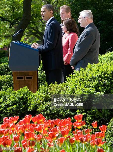 President Barack Obama , speaks on mine safety in the Rose Garden of the White House in Washington, DC, April 15 one week after an accident at the...