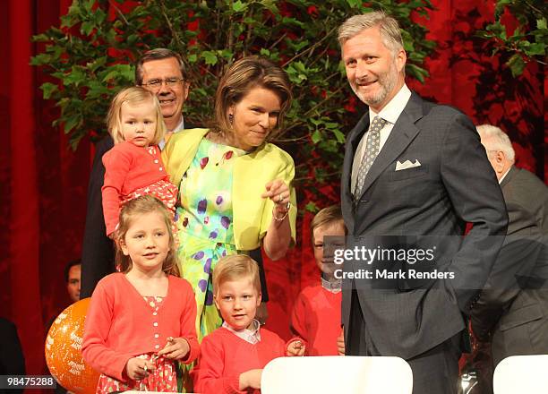 Princess Eleonore of Belgium , Princess Mathilde of Belgium, Princess Elisabeth of Belgium, Prince Emmanuel of Belgium, Prince Gabriel of Belgium and...