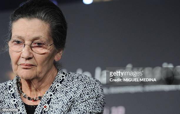 French lawyer, politician and academician Simone Veil also former President of the European Parliament and member of the Constitutional Council of...