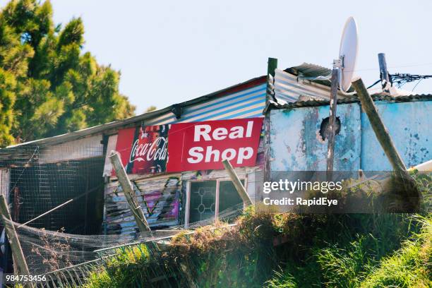 makeshift general store in a south african informal settlement - spaza shop stock pictures, royalty-free photos & images