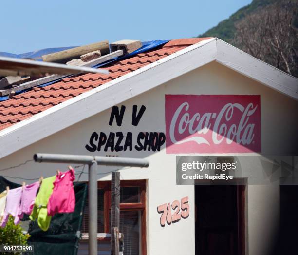 makeshift general store in a south african informal settlement - spaza shop stock pictures, royalty-free photos & images