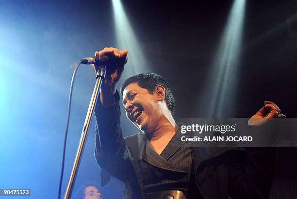 Canadian band "Beast"'s singer Betty Bonifassi performs on stage on April 15, 2010 in Bourges, during the 34th edition of "Le printemps de Bourges"...