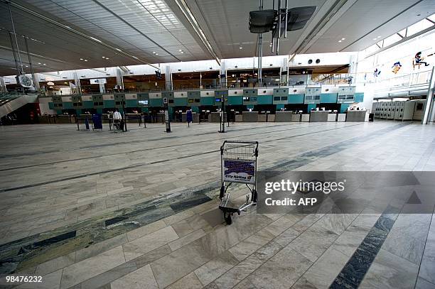 The empty check in hall after all flights were cancelled at Landvetter Airport outside Gothenburg, on April 15, 2010. Landvetter Airport shut down...