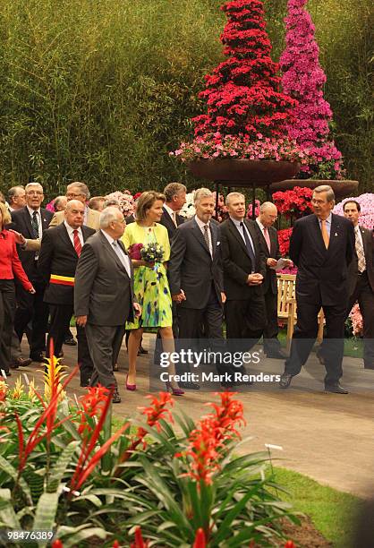 Princess Mathilde of Belgium and Prince Philippe of Belgium visit the 34th Floralies of Ghent official launch on April 15, 2010 in Ghent, Belgium.