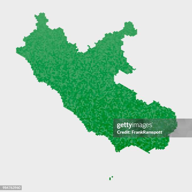 italy state lazio map green hexagon pattern - frank ramspott stock illustrations