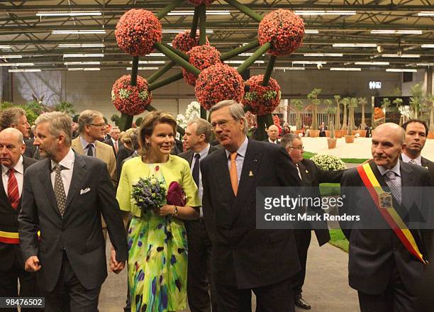 Princess Mathilde of Belgium and Prince Philippe of Belgium visit the 34th Floralies of Ghent official launch on April 15, 2010 in Ghent, Belgium.