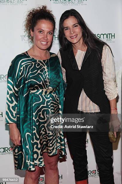 Hairstylist Tara Smith and Patricia Velasquez attend Tara Smith's New Hair Care Product Line Launch at Urban Zen on April 14, 2010 in New York City.