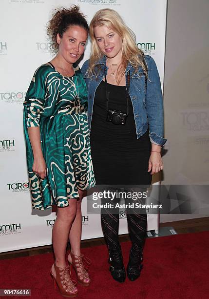 Hairstylist Tara Smith and Amanda de Cadenet attend Tara Smith's New Hair Care Product Line Launch at Urban Zen on April 14, 2010 in New York City.