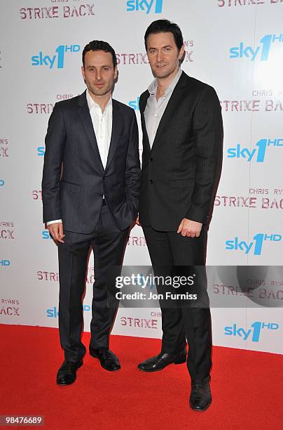 Actors Andrew Lincoln and Richard Armitage attend the special premiere of Sky One's 'Strike Back' at the Vue West End on April 15, 2010 in London,...