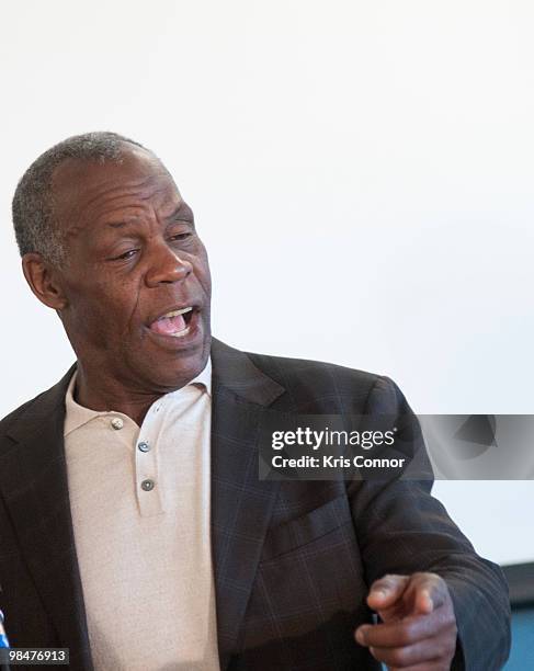 April 15: Actor Danny Glover visits the Benning Neighborhood Library on April 15, 2010 in Washington, DC.