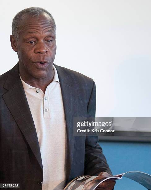 April 15: Actor Danny Glover visits the Benning Neighborhood Library on April 15, 2010 in Washington, DC.