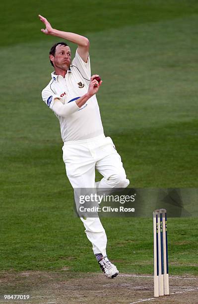 Robin Martin-Jenkins of Sussex in action during the LV County Championship Division Two match between Sussex and Surrey at the County Ground on April...