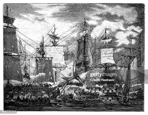 battle of hogland (1705) was a minor naval battle between the swedish ship of the line reval and 7 russian galleys - hogland stock illustrations